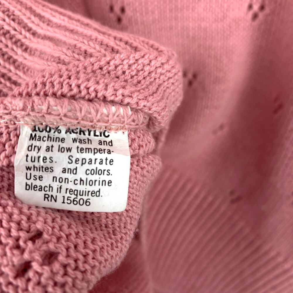 Vintage Pink Knit Sweater Sz Small Peter Pan Collar Coquette Cottagecore - Picture 6 of 6